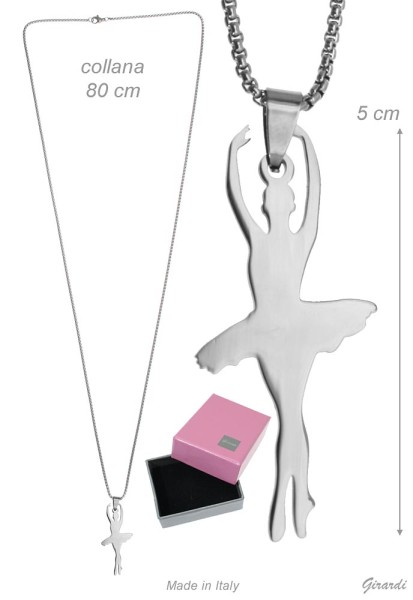 Lange Halskette mit Ballerina Anhänger 80 cm