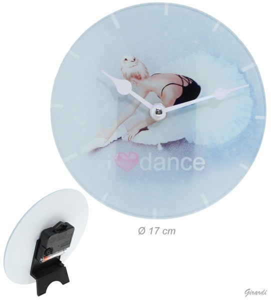 Glas Wand- oder Standuhr 17 cm Ballerina