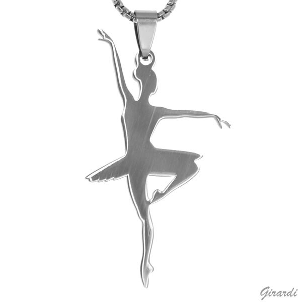 Long Metal Necklace With Ballerina Pendant