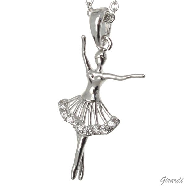 Zircon Chain Necklace 2 cm Ballerina Pendant