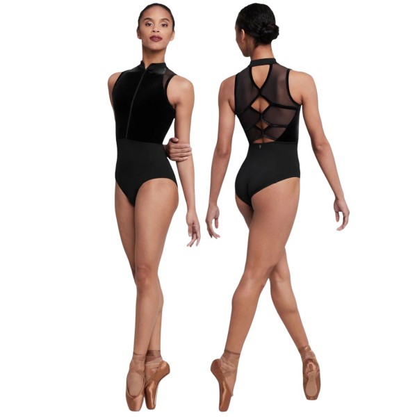 Ladies velvet zip front leotard ELOISE