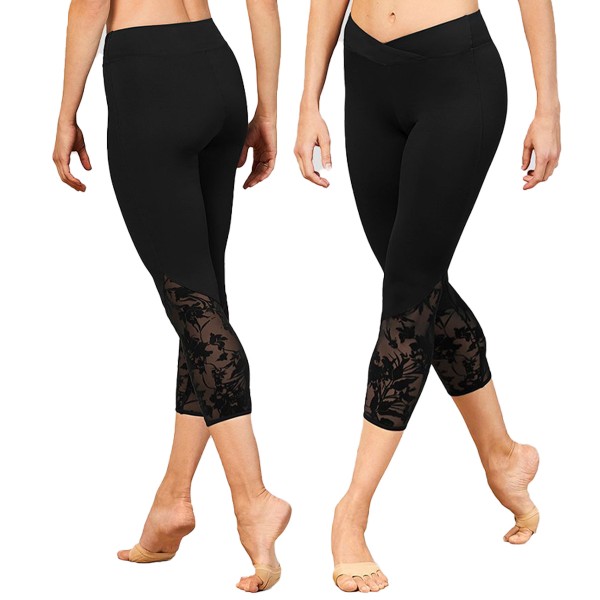 7/8 legging with floral mesh panels FP5223