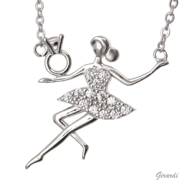 Zircon Ballerina Pendant Chain Necklace