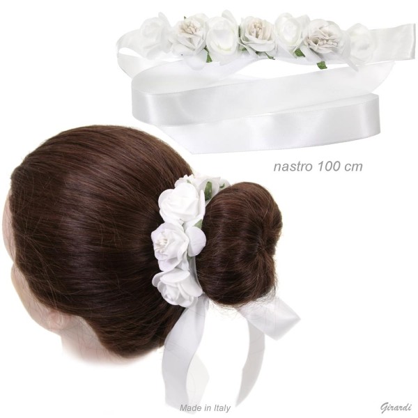 White Hair Band with Flower Decoration