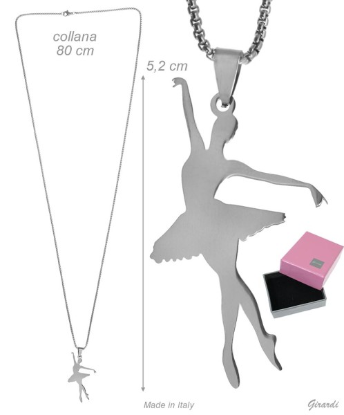 Long Metal Necklace With Ballerina Pendant - CROISÉ